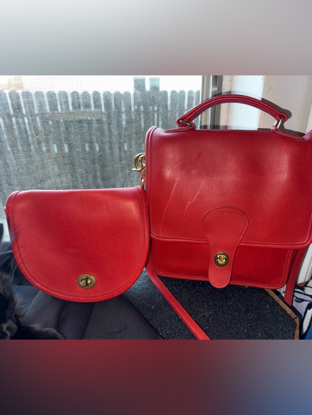 COACH VINTAGE RED LEATHER BAGS